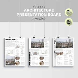 Modèles de panneaux de présentation d'architecture | Modèle de mise en page de tableau de présentation A1 Photoshop et Indesign