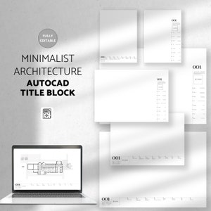 ミニマリスト建築家タイトル ブロック テンプレート | Autocad タイトル ブロック テンプレート | Autocad レイアウト テンプレート A4、A3、A2、レター、レジャー、ArchC、ArchD