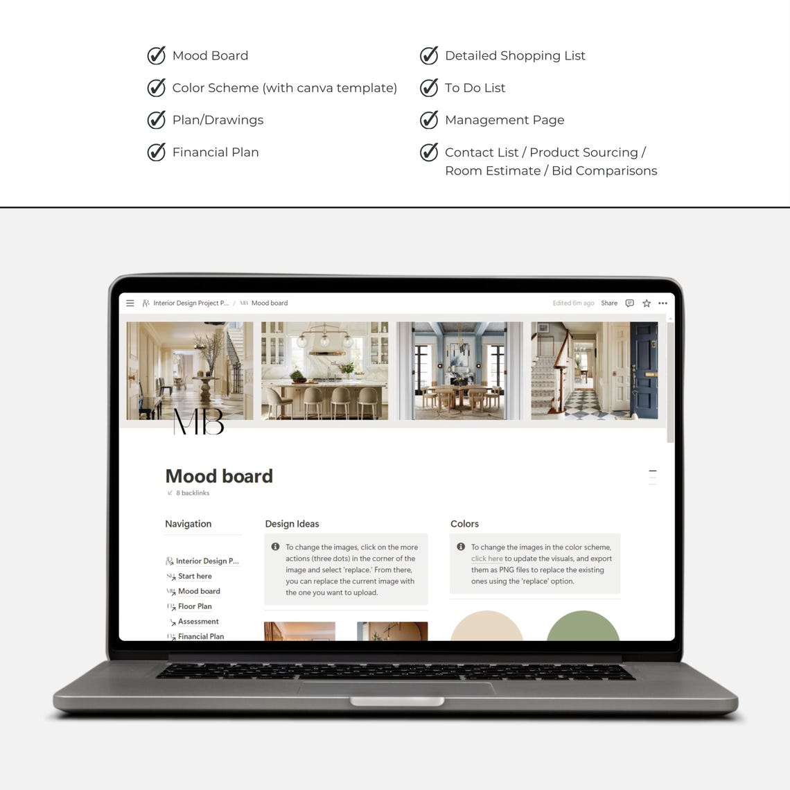 Interior Design Project Planner Notion Template | Planner for Interior ...