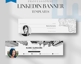 Editable LinkedIn Banner Canva Template | Linkedin Branding Professional Banner | 5 Alternatives | Customizable Linkedin Template