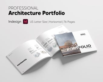 Professional US Letter Portfolio Template InDesign, Architecture Portfolio, Interior Design Portfolio, Minimal Portfolio Layout