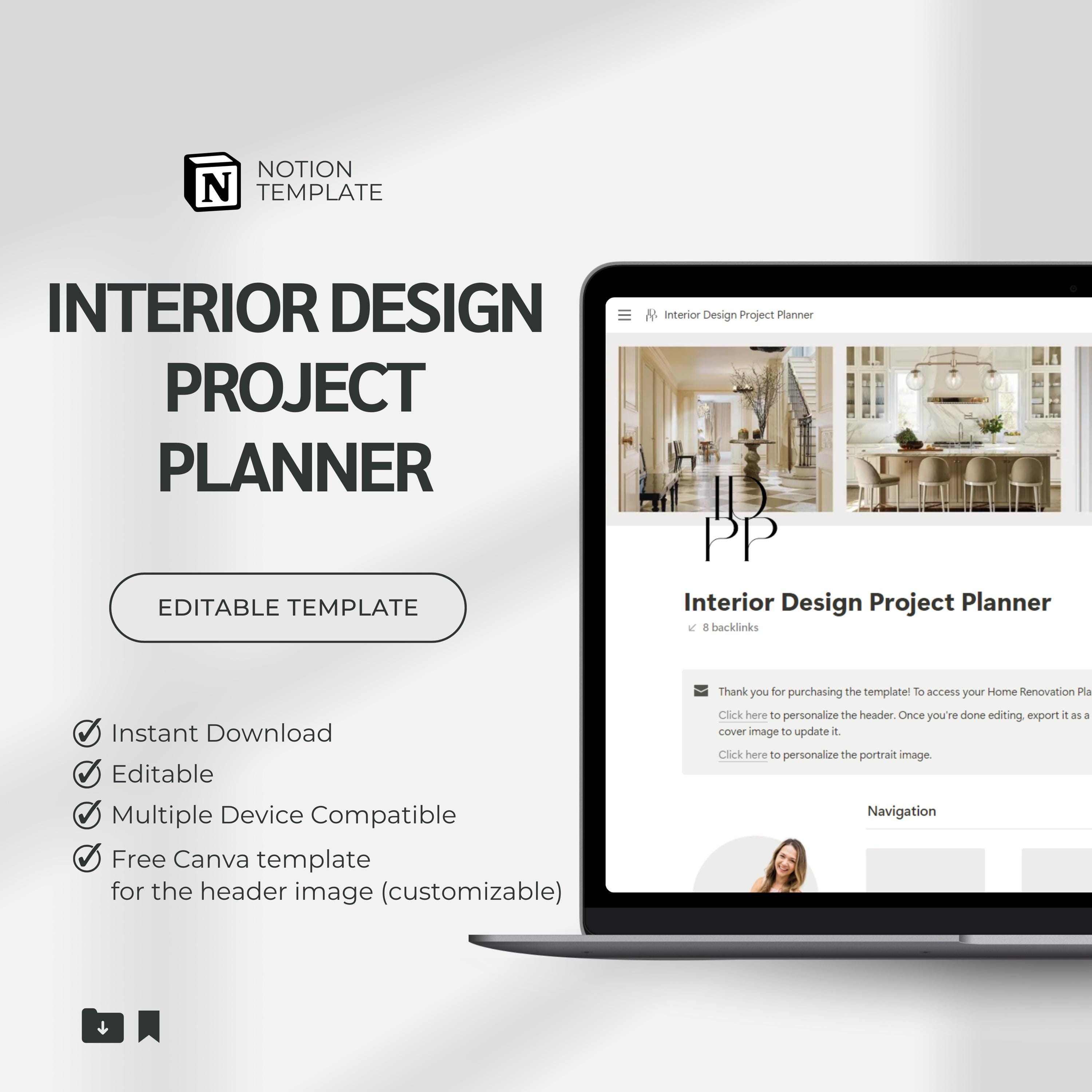 Interior Design Project Planner Notion Template | Planner for Interior ...