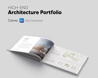 Canva Portfolio Template A4 Landscape | Minimal Portfolio Pages | Architecture Design Interior Portfolio | Editable Design Portfolio Layout
