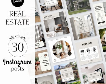Instagram-mallar för mäklare i Canva | Kit för sociala medier för fastigheter | Marknadsföringsinlägg för fastighetsmäklare | Innehållspaket för mäklare