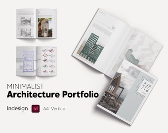 Minimalist A4 Portfolio Template, Architecture Portfolio, Interior Design Portfolio, InDesign Portfolio Layout, Design Portfolio Template