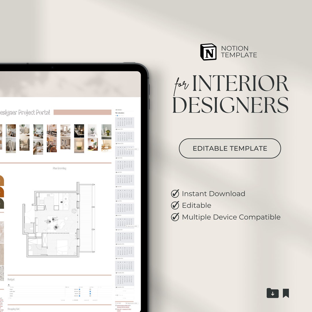 Interior Designer Notion Template | Notion Planner for Interior ...