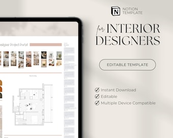 Interior Designer Notion Template | Notion Planner for Interior Architect Project Portal | Aesthetic Notion Dashboard for Interior Designers