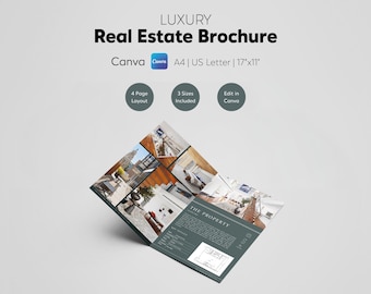 Luxury Real Estate Brochure Template, Realtor Canva Brochure, Property Listing Presentation, Open House Flyer, Real Estate Marketing