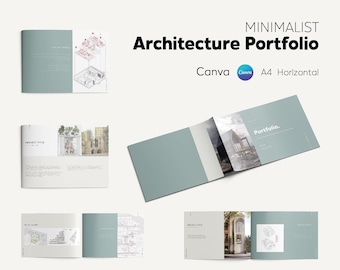 Plantilla de portafolio minimalista en Canva, portafolio de arquitectura, portafolio de diseño de interiores, diseño de portafolio limpio, plantilla de portafolio editable