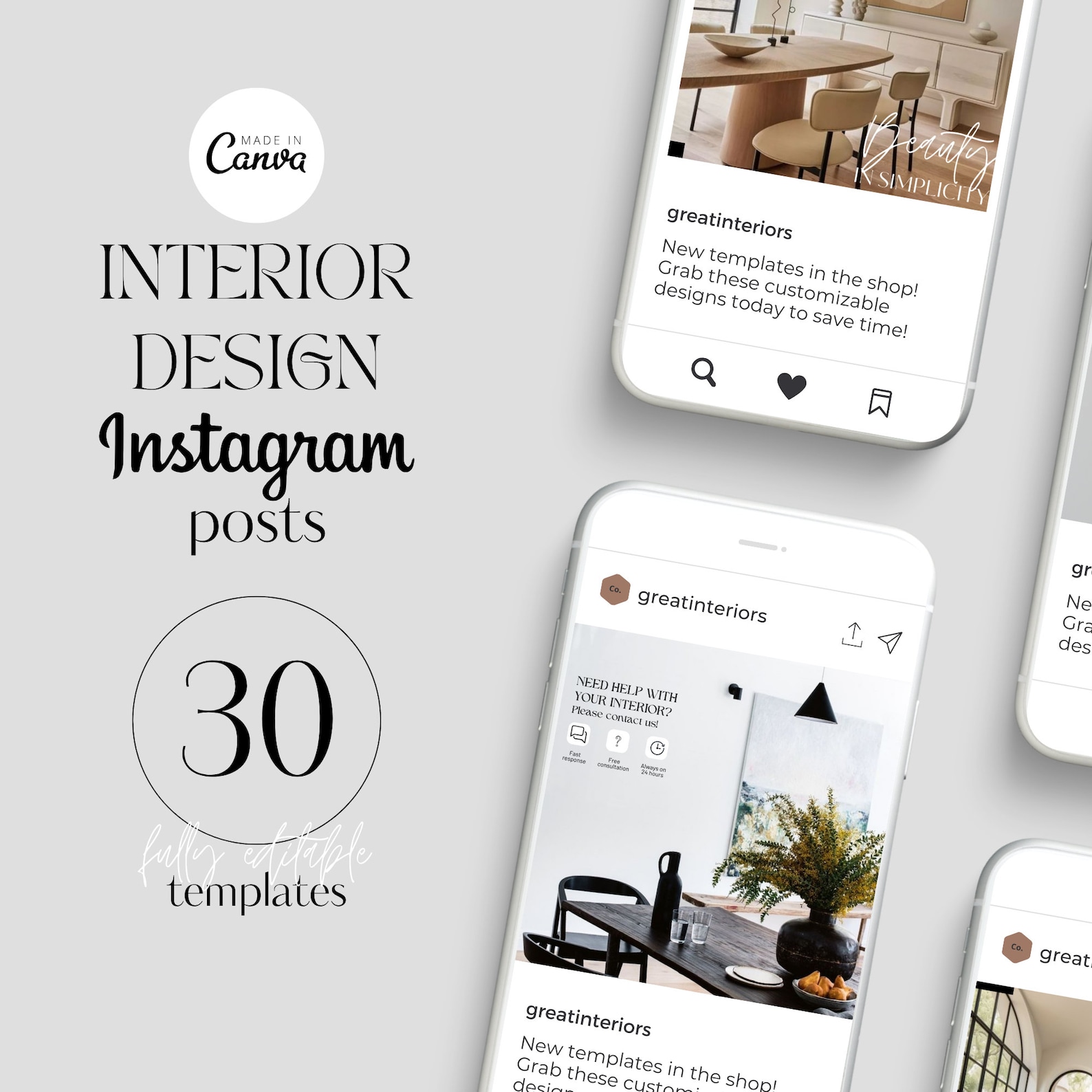Interior Design Instagram Templates Canva, Interior Designer Social ...