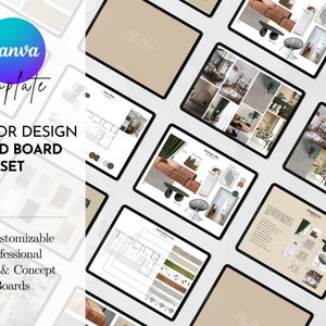 Plantilla de tablero de estado de ánimo de interiores / Presentación de proyecto profesional para diseñadores de interiores / Presentación de proyecto de interior para clientes