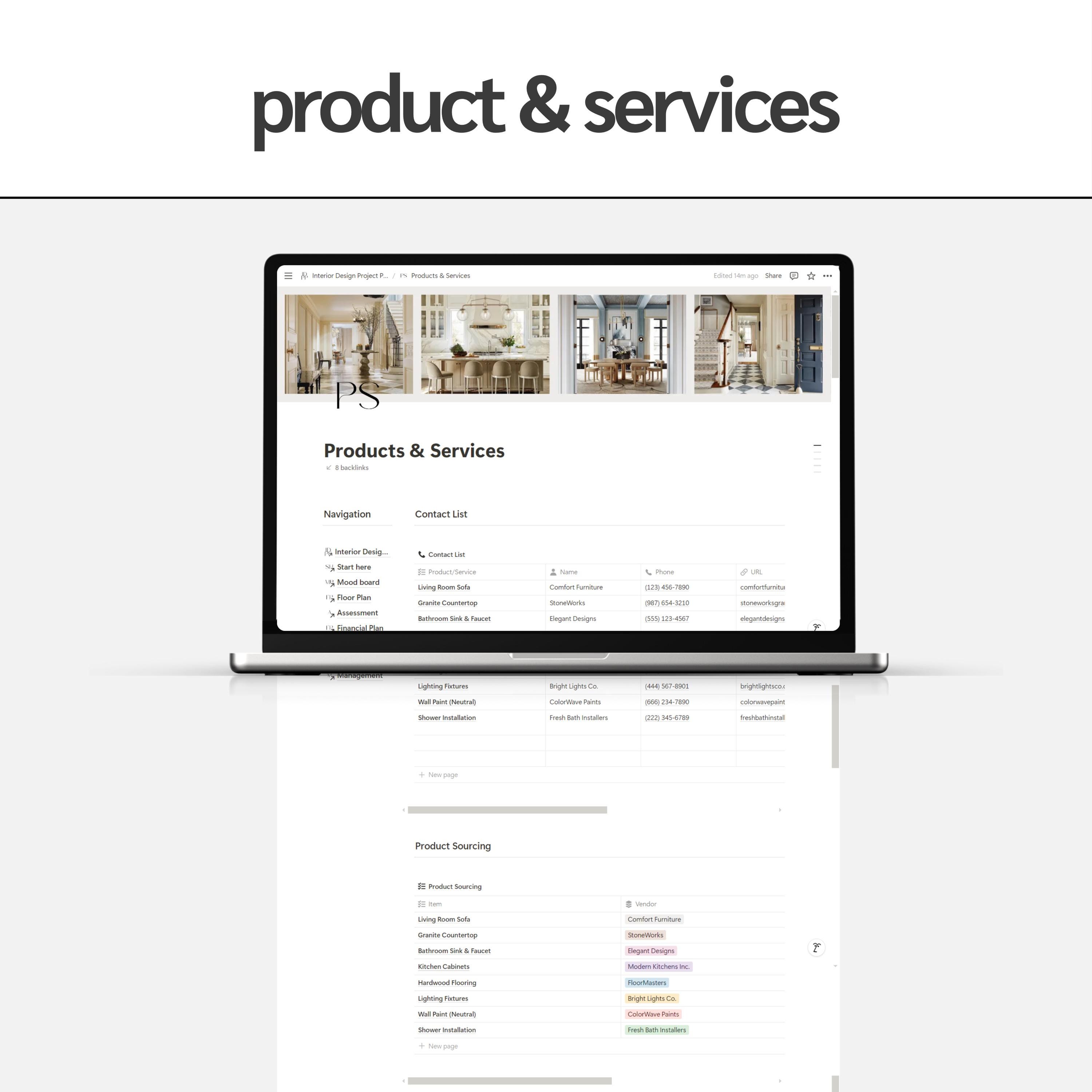 Interior Design Project Planner Notion Template | Planner for Interior ...