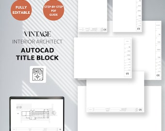 Vintage Interior Architect Title Block Templates | Autocad Title Block Template | Autocad Layout Template