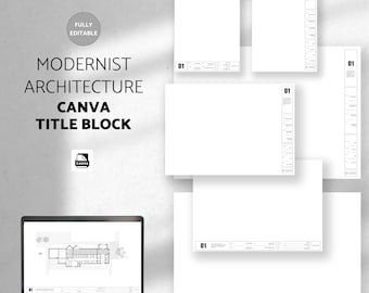 Modernist Architect Title Block Templates | Canva Title Block Template | Canva Layout Template A4, A3, A2, A1, Letter, Ledger, ArchC, ArchD