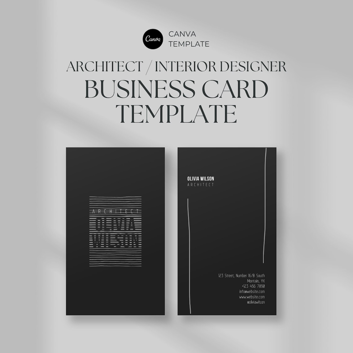 Architect Business Card Canva Template | Custom Business Card Template ...
