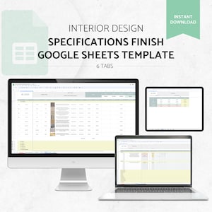 Interior Designer Project Template | FF&E Planner and Project Management Google Spreadsheet | Fixture and Finishes Organizer