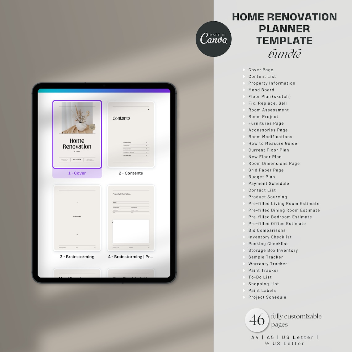 Home Renovation Planner Bundle | House Improvement Planner for House ...