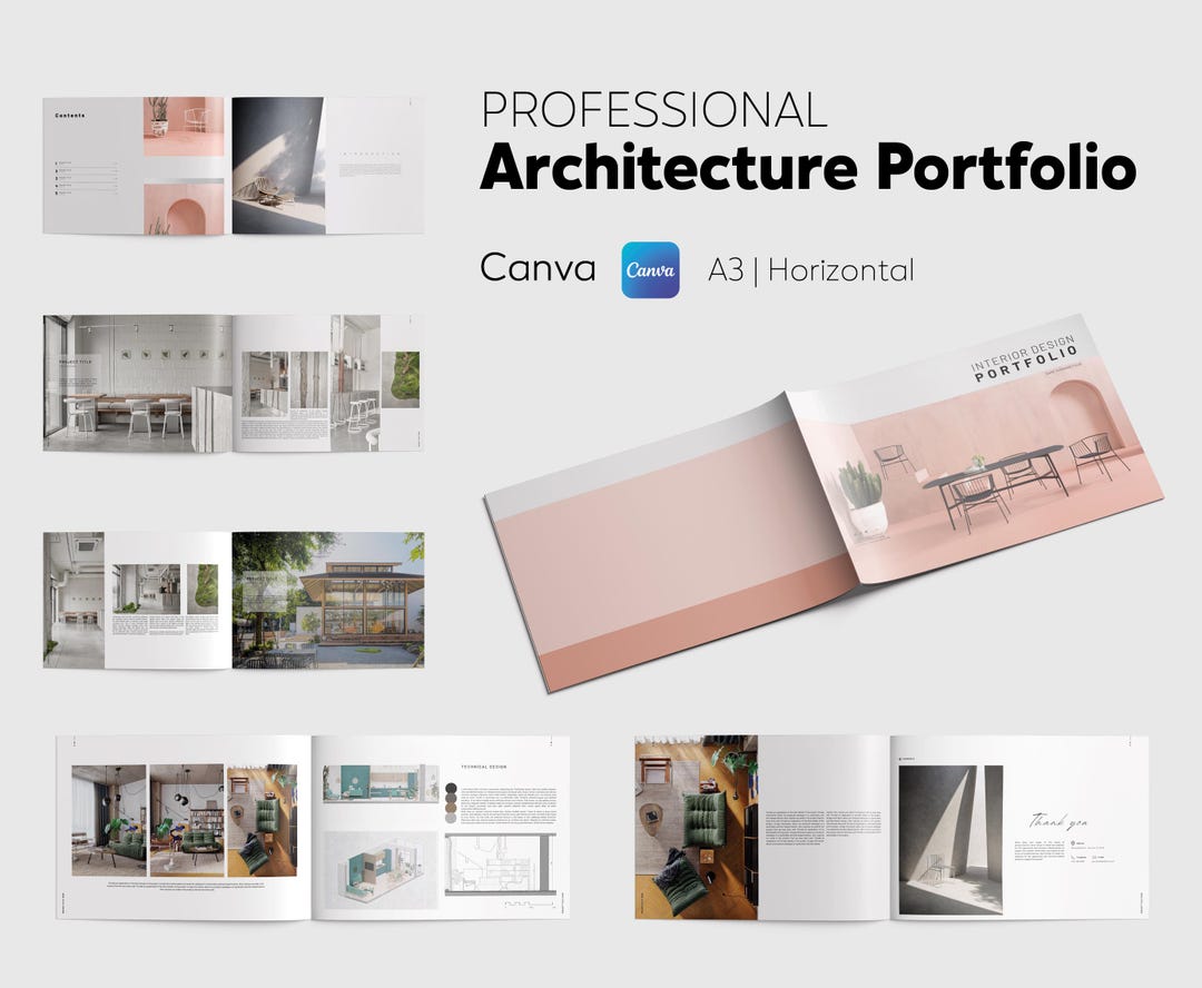 Architecture Portfolio Template A3 Landscape, Canva Portfolio Template ...