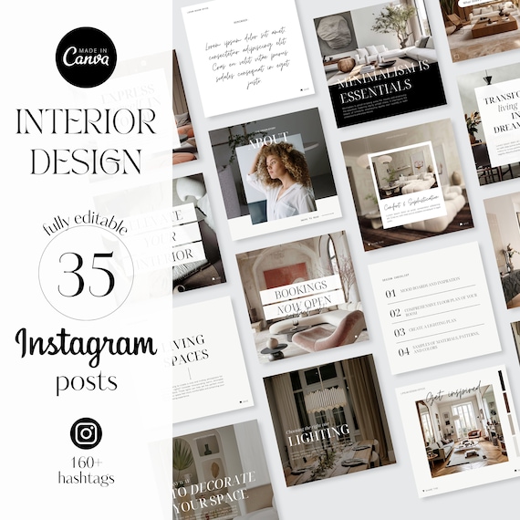 Interior Designer Instagram Template | Canva Instagram Social Media Kit | Luxury Branding Content Planner for Design Studio