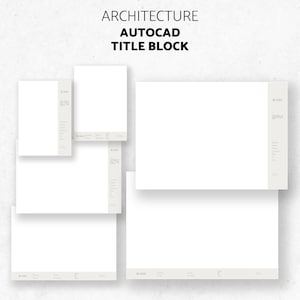 May include: Four different sized white title blocks for AutoCAD drawings. Each block has a gray border and the text "ARCHITECTURE AUTOCAD TITLE BLOCK" at the top.