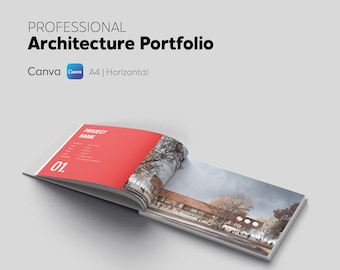 Professional Portfolio Template Canva, A4 Portfolio Layout, Architecture Portfolio, Interior Design Portfolio, Minimal Editable Template