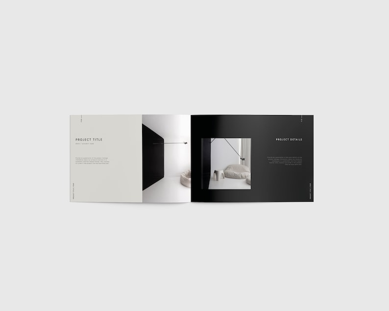 Black Ang White Indesign Black and White A4 Portfolio Template Indesign, Minimal Architecture ...