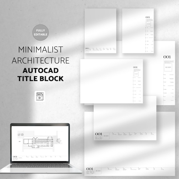 Minimalist Architect Title Block Templates | Autocad Title Block Template | Autocad Layout Template A4, A3, A2, Letter, Ledger, ArchC, ArchD