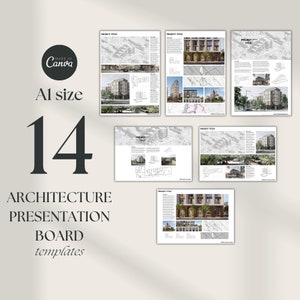 Szablony tablic prezentacyjnych architektury | Szablon układu tablicy prezentacyjnej Canva A1