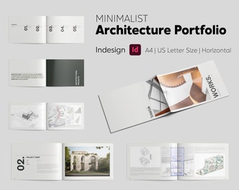 Minimalist Portfolio Template A4, InDesign Portfolio Layout, Architecture Portfolio, Interior Design Portfolio, Clean Portfolio Brochure