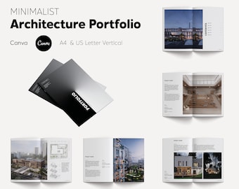 Minimalist Portfolio Template A4 & US Letter, Canva Portfolio Template, Architecture Portfolio, Interior Design Portfolio, Clean Layout