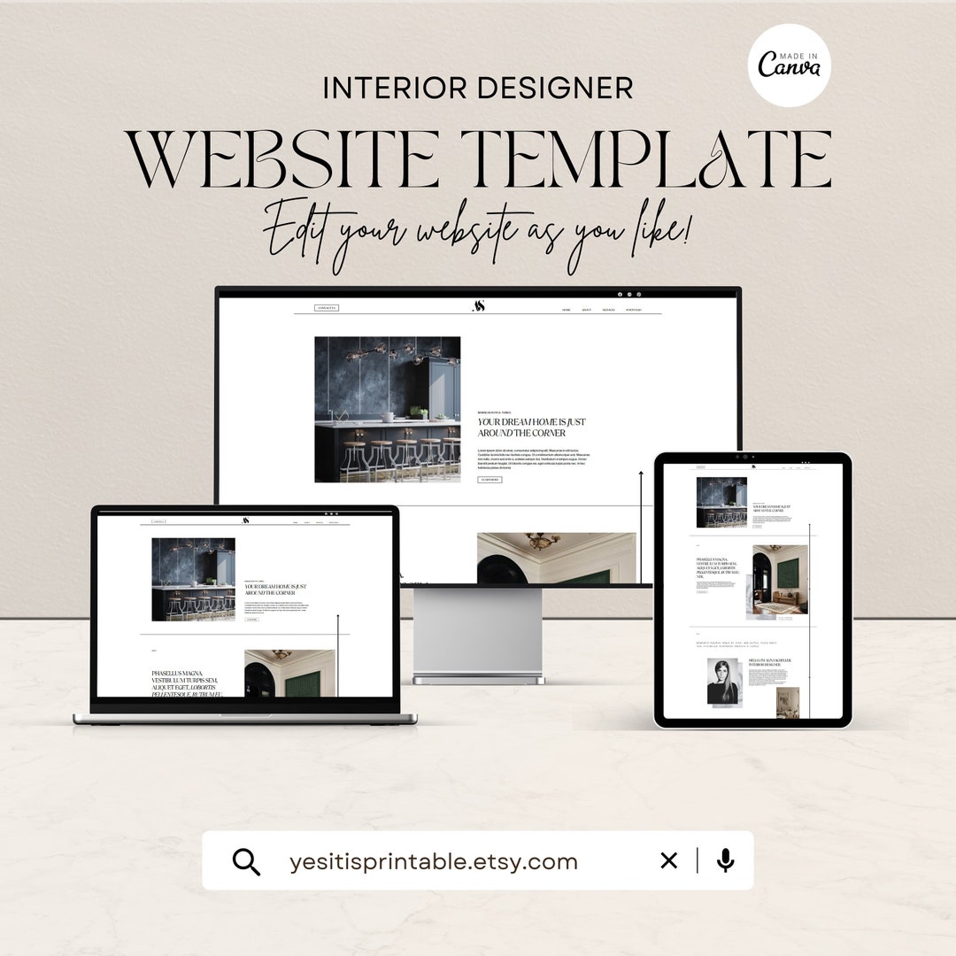 Interior Designer Website Template Canva | Aesthetic Website Template ...