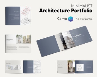 Minimalist A4 Architecture Portfolio Canva Template, Interior Design Portfolio, Editable Portfolio Layout, Modern Clean Portfolio