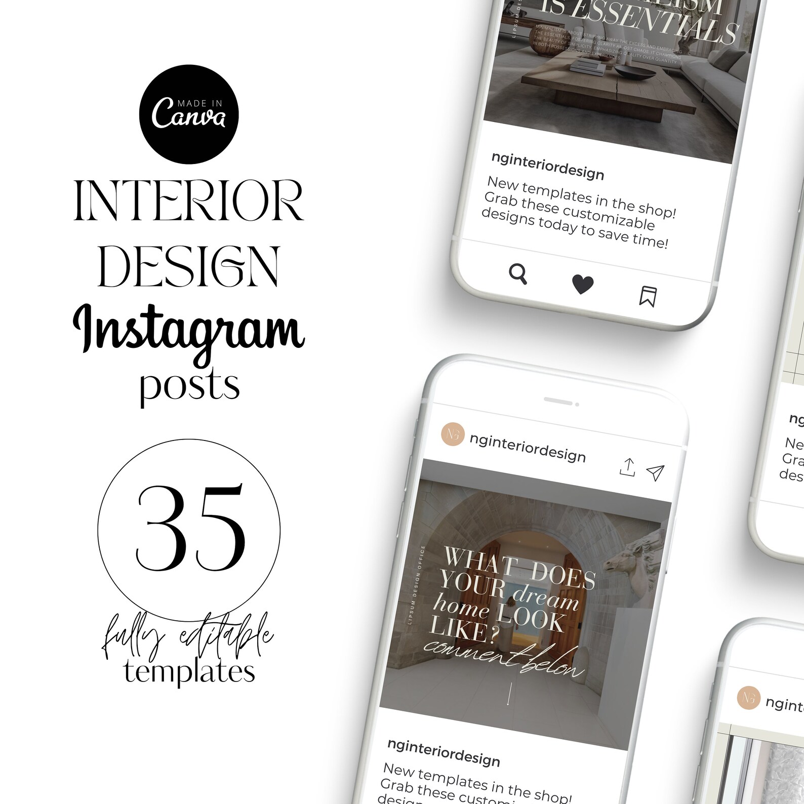 Interior Designers Instagram Post Template | Interior Design IG Post ...
