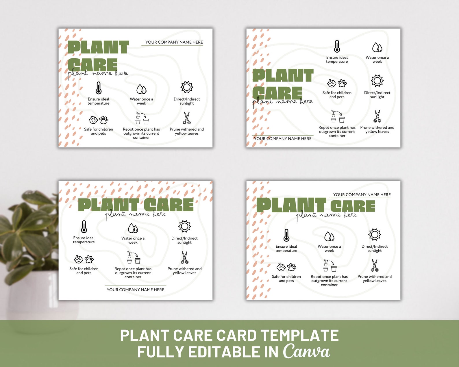 Plant Care Card Printable Template Editable Plant Care Guide - Etsy
