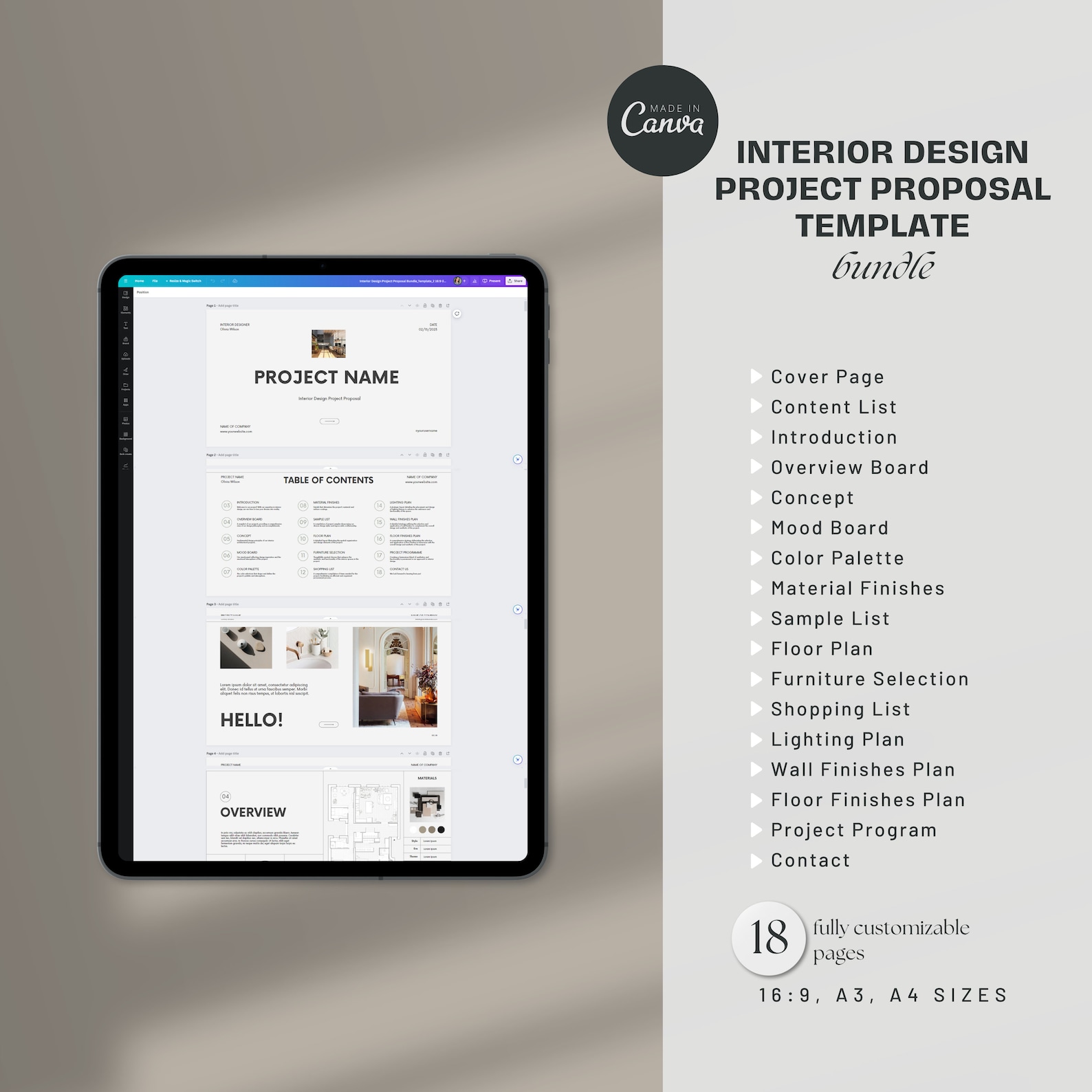 Interior Design Project Proposal Template | Mood Board, Shopping List ...