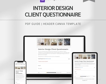 Interior Design Client Intake Form Template, Canva Questionnaire, Client Onboarding Form, Design Consultation Sheet, Google Forms Bundle