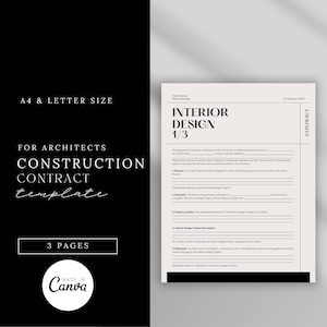 Projectcontract interieurontwerp | Sjabloonvoorstel klant Canva - Sjabloon esthetisch interieurontwerp - Online interieurontwerp - E Design
