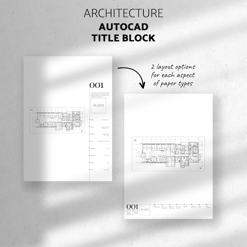 Minimalist Architect Title Block Templates | Autocad Title Block Template | Autocad Layout Template A4, A3, A2, Letter, Ledger, ArchC, ArchD image 4