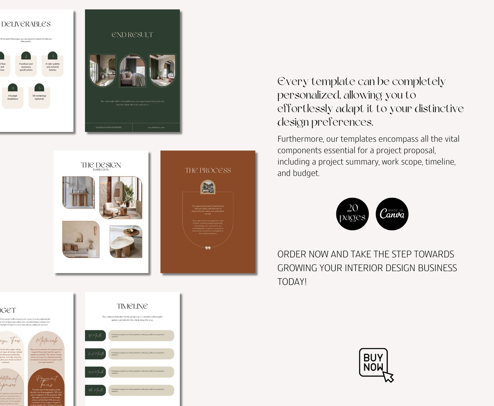 Interior Design Project Proposal Template | Editable Canva Proposal PDF ...
