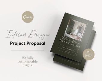 Plantilla de propuesta de proyecto de diseño de interiores / PDF editable de propuesta en Canva / Paquete de presentación para clientes de diseñadores de interiores
