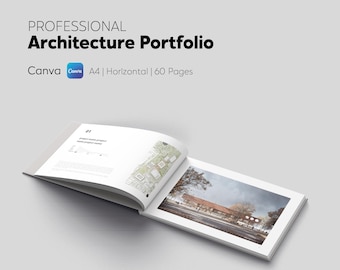 Professional Portfolio Template Canva, A4 Portfolio Layout, Architecture Portfolio, Interior Design Portfolio, Minimal Editable Template