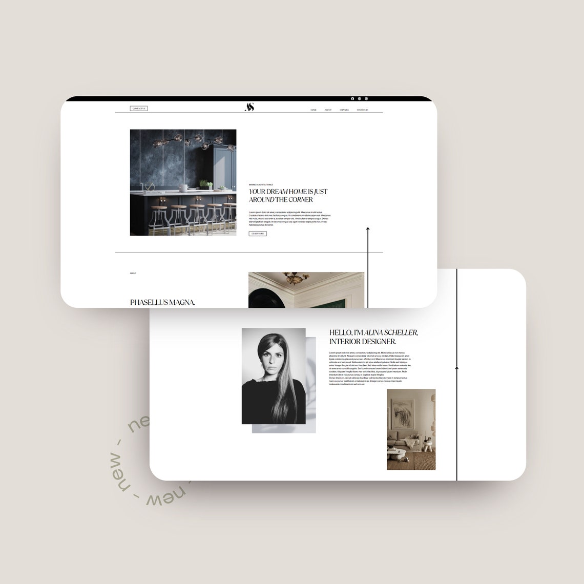 Interior Designer Website Template Canva | Aesthetic Website Template ...