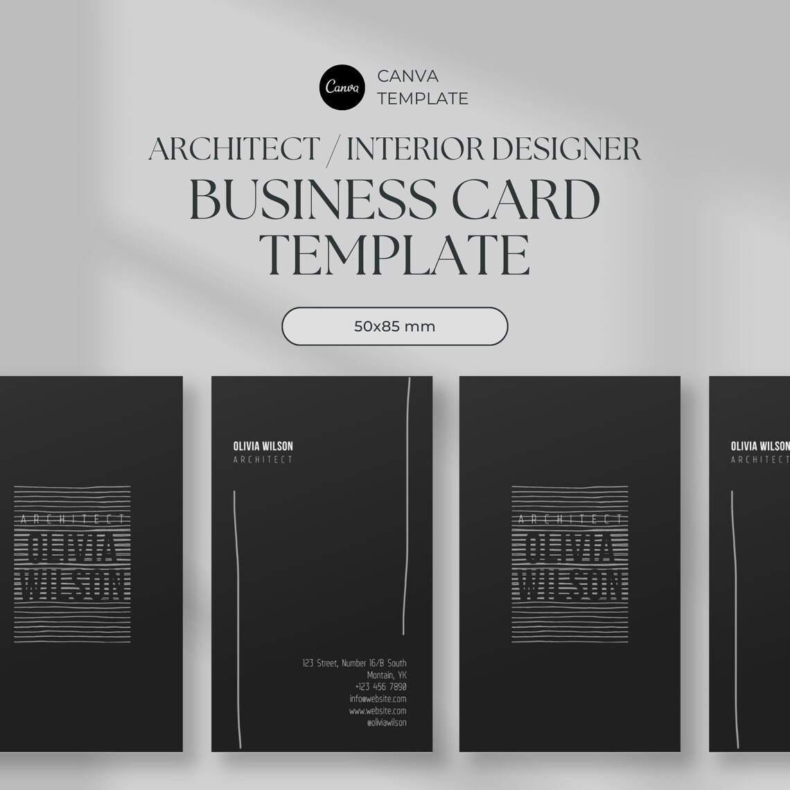 Architect Business Card Canva Template | Custom Business Card Template ...