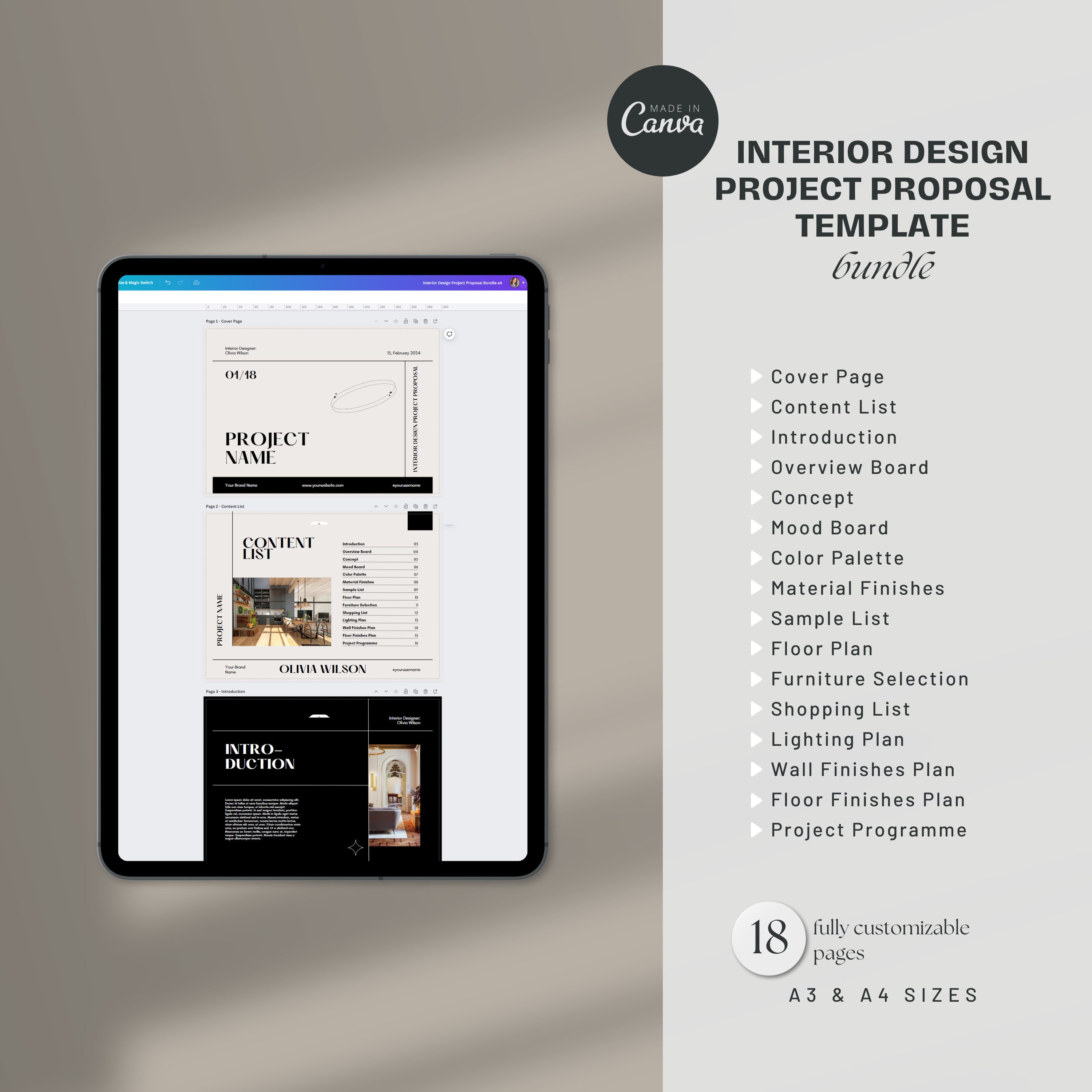 Interior Design Project Proposal Template | Mood Board, Shopping List ...