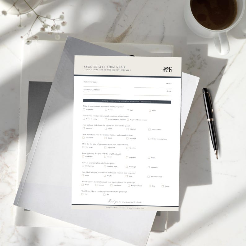 Open Questionaires Examples Open House Questionnaire Template Canva | Realtor Marketing | Client ...