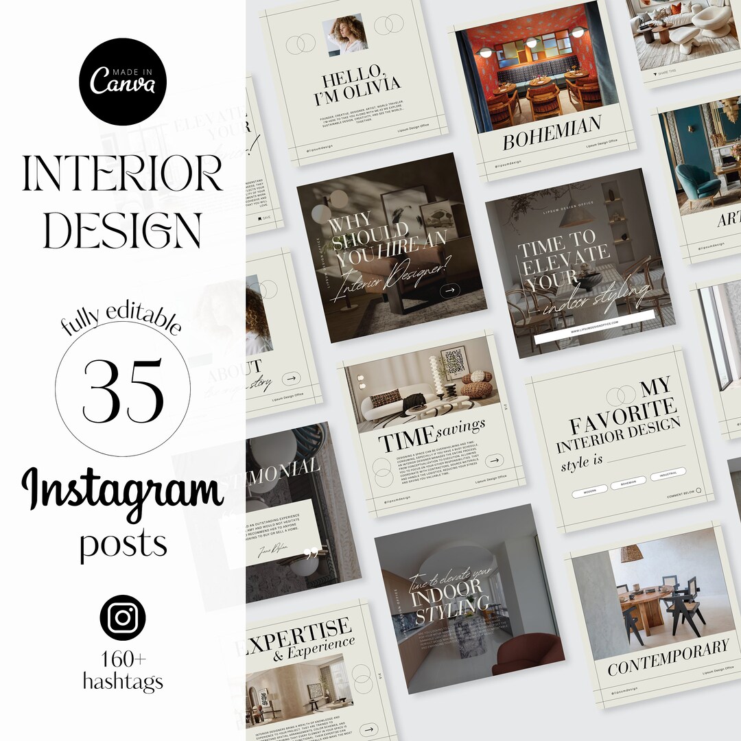 Interior Designers Instagram Post Template | Interior Design IG Post ...