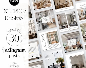 Interior Design Instagram Templates Canva, Interior Designer Social Media Kit, Luxury Instagram Post Template, Real Estate Posts
