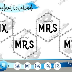 Wedding SVG Bundle From Miss to Mrs | Ms to Mrs | Mr to Mr | Mx to Mx | DIY gifts for engaged couple, groom, bride | Cut file for Cricut