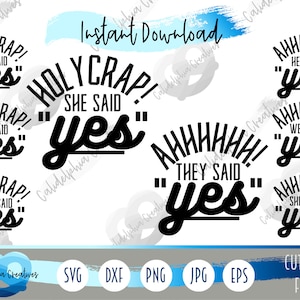 We said Yes Bundel van 8 SVG's | Inclusieve bruiloft gesneden bestanden voor Cricut | Verlovingsvoorstel cadeau | Overhemd, zak, teken, doos, etiket, kaart, tote
