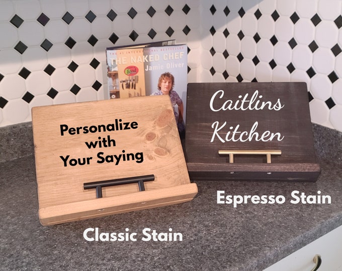 Cookbook Stand, IPad Tablet Stand, Personalized Gift, Recipe Holder, Custom Cookbook Holder